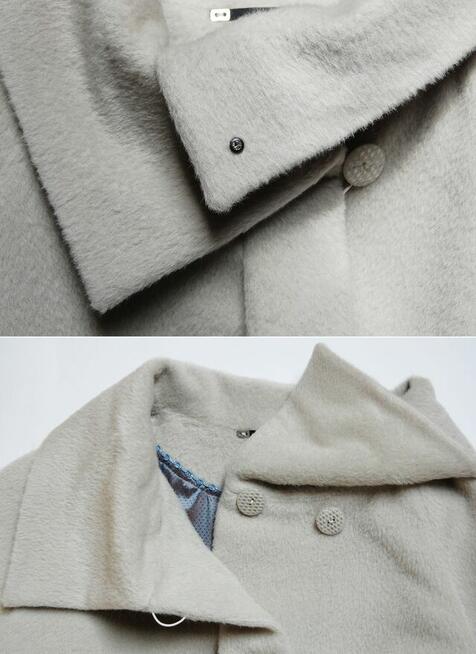 JASS płaszcz 625 jasny lodowy 48 suri alpaka wełna