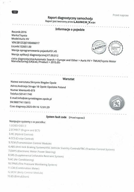 Toyota Auris Hybrid kombi.