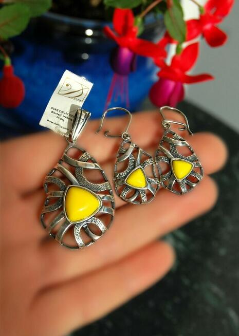 Komplet kolczyki i wisior, Duke Collection, srebro 925