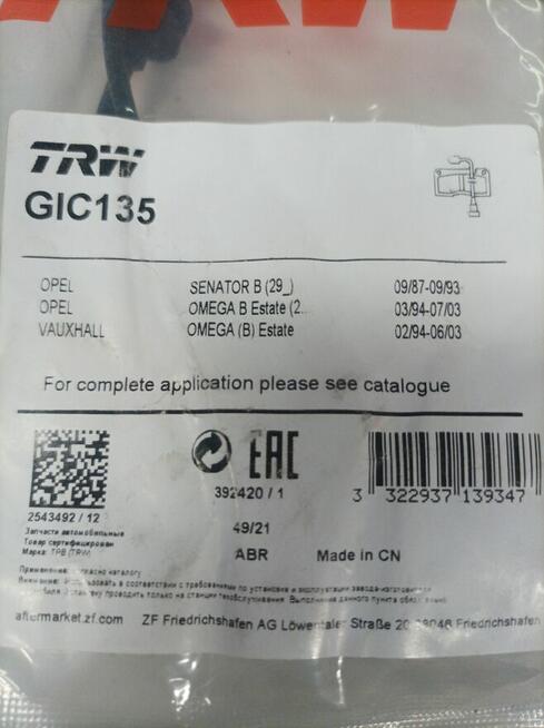 Czujnik zużycia klocków hamulcowych TRW GIC135