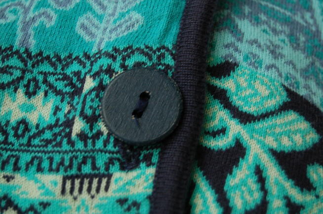 KOOI Knitwear turkusowy kardigan sweter damski 38 M bawełna