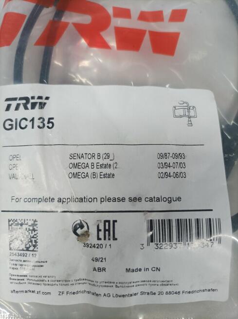 Czujnik zużycia klocków hamulcowych TRW GIC135