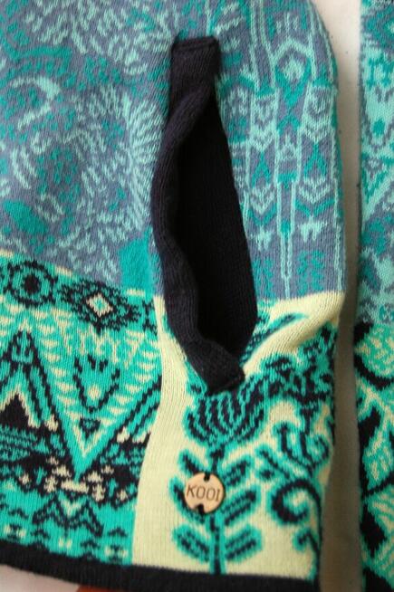 KOOI Knitwear turkusowy kardigan sweter damski 38 M bawełna