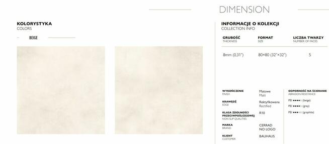 Płytki ścienne beżowe garażowe 80x80 gat.2 Dimension beige