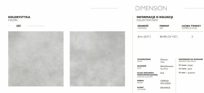 Płytki garażowe mrozoodporne podłogowe 80x80 R10 Dimension