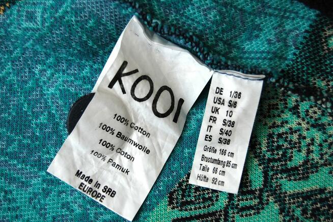 KOOI Knitwear turkusowy kardigan sweter damski 38 M bawełna
