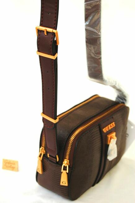 Guess, Ginevra camera bag, damska torebka na ramię, brąz