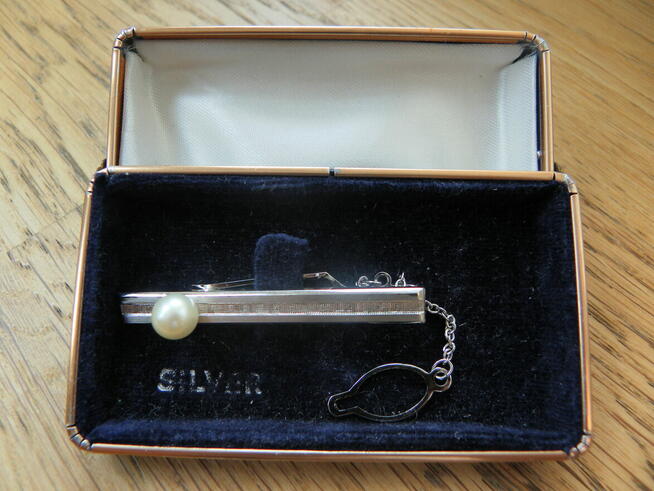 Srebrna spinka do krawatu - PRL 1974r - firma Warmet - 6,53g