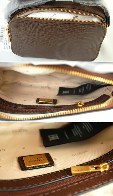 Guess, Ginevra camera bag, damska torebka na ramię, brąz