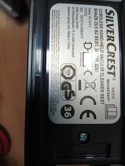 ODKURZACZ RĘCZNY BEZPRZEWODOWY Silwercrest