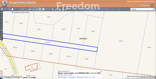 Działki budowlane Wronka k. Giżycka