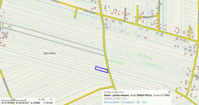 Działka usługowa Żabia Wola gm. Głusk,