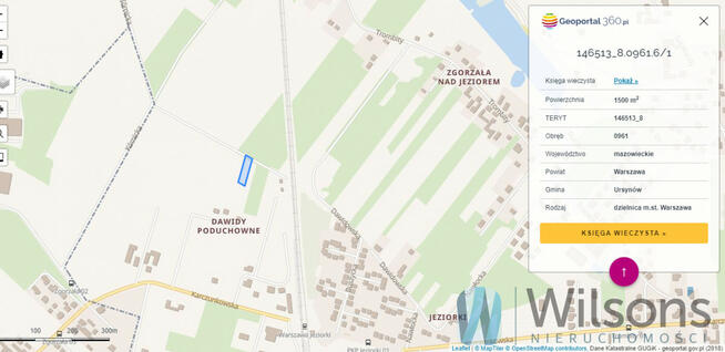 Działka rolna Warszawa gm. Ursynów Ursynów, Jeziorki Południowe, Dawidowska