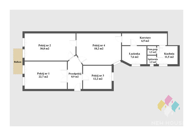 Mieszkanie w kamienicy, 4 pokoje, balkon, I piętro