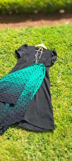 Ażurowa chusta szal Virus na szydełku handmade