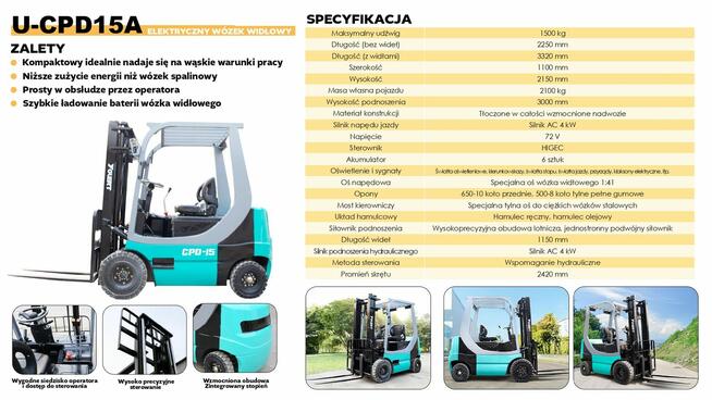 Nowy nie używany YET U-CPD15A / 1500 kg- ELEKTRYCZNY WÓZEK