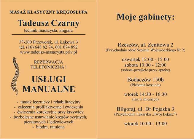 Masaz klasyczny kręgosłupa kręgarstwo