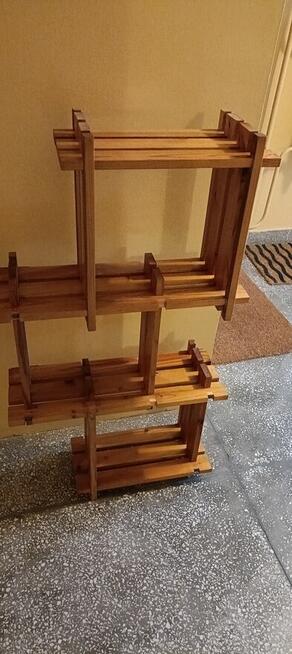 Piękny drewniany kwietnik /półka