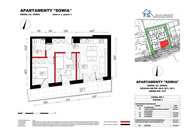 Nowe 3 pokoje 53 m² z dużym balkonem, Marki