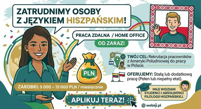 Zatrudnimy osoby z znajomością języka hiszpańskiego