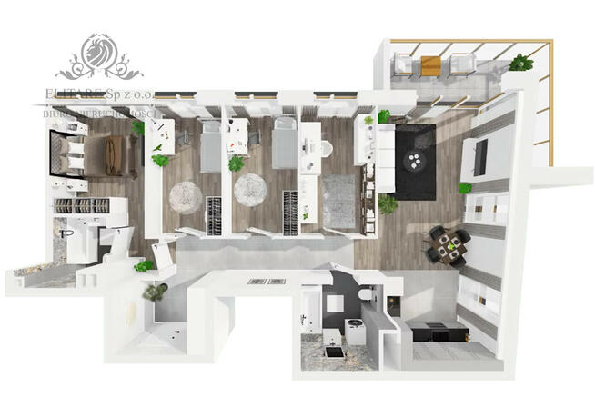 Apartament 92,21m2, 5 pokojowe z balkonem 12,07m2/ widok na rzekę