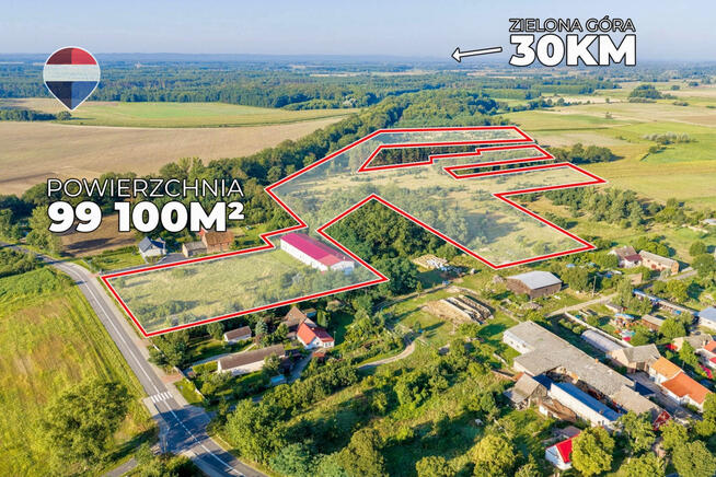 Działka 99.100 m² + budynek prod.-magazyn. + mieszkanie