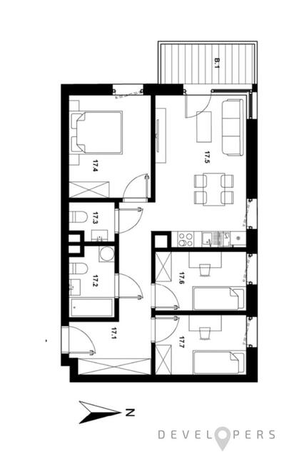 Mieszkanie 4 pokojowe 64,14 m2 spokojna okolica
