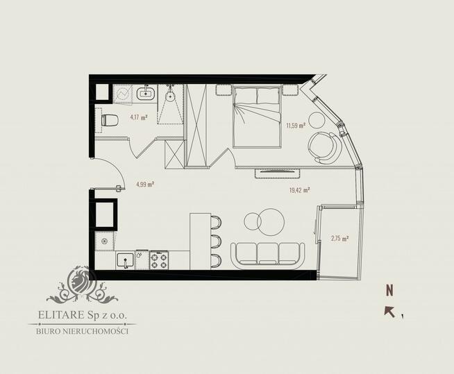 Mieszknie 2pok, 40,17m2 z loggią 2,75m2, Stare Miasto przy Odrze
