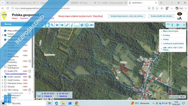 Działka BUDOWLANA – 28 arów, Bieszczady, Bóbrka, k. SOLINA