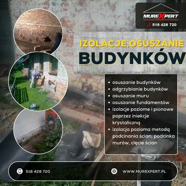 Iniekcja i podcinanie ścian - izolacja pozioma muru, osuszan