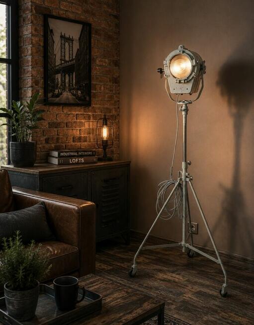 Lampa filmowa teatralna PRL Vintage loft zabytek