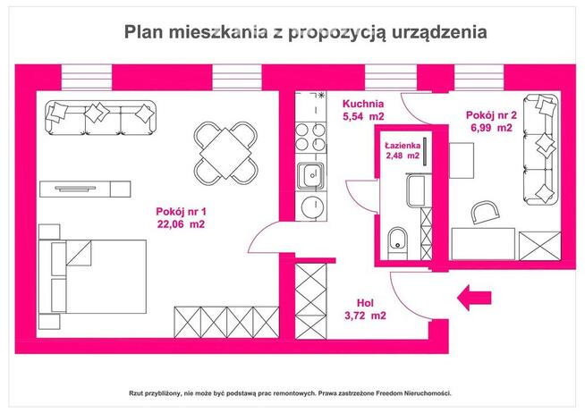 Dwa pokoje po remoncie obok Punktu 44