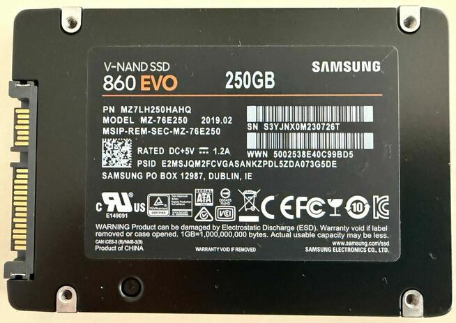 Dysk SSD Samsung MZ-76E250 250GB 2,5 SATA III