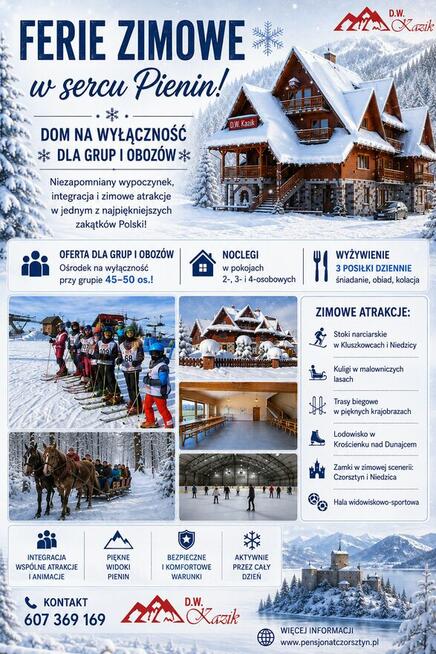 Góry noclegi Jezioro Czorsztyńskie- sylwester Ferie dla grup
