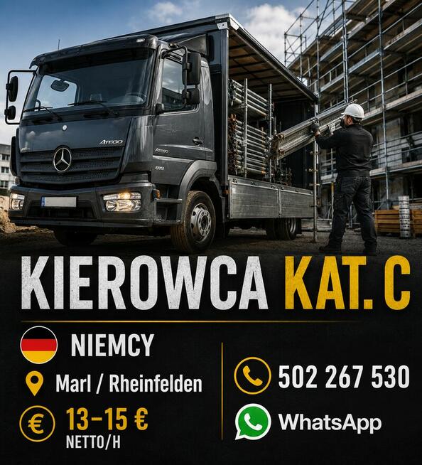 Praca Niemcy, bez języka, Kierowca kat C - 13-15 € netto