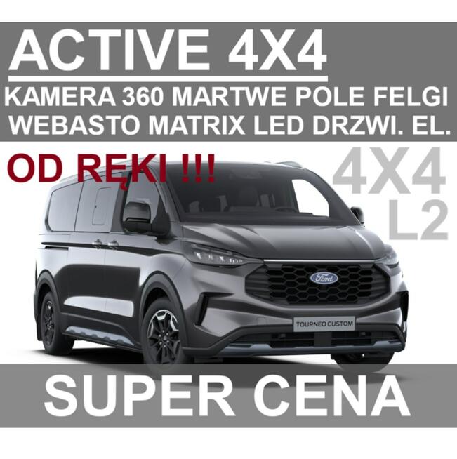 Ford Tourneo Custom 4X4 Active Webasto Martwe Pole Kamera 360 Matrix LED Hak od ręki