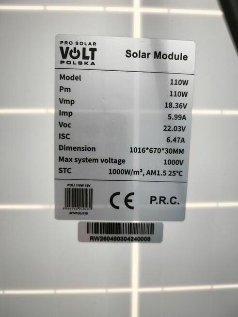 Panel 110W + 5m xt60