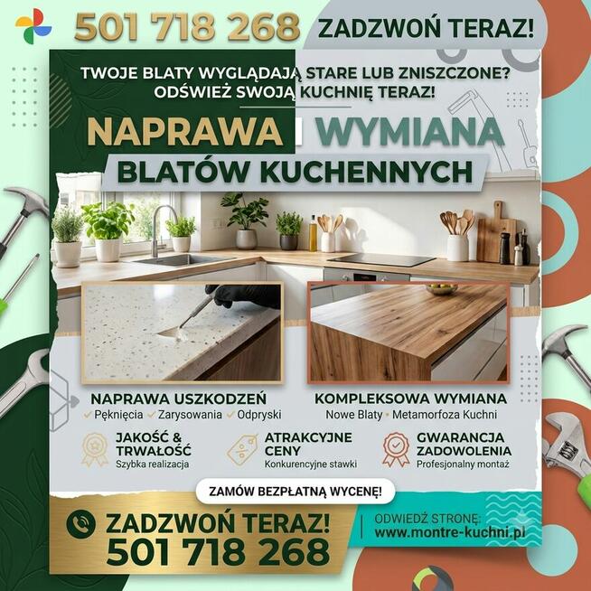 Wymiana blatów Kuchennych Gdynia 501 718 268