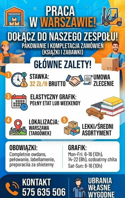 pakowania i kompletacji zamówień (książki i zabawki).