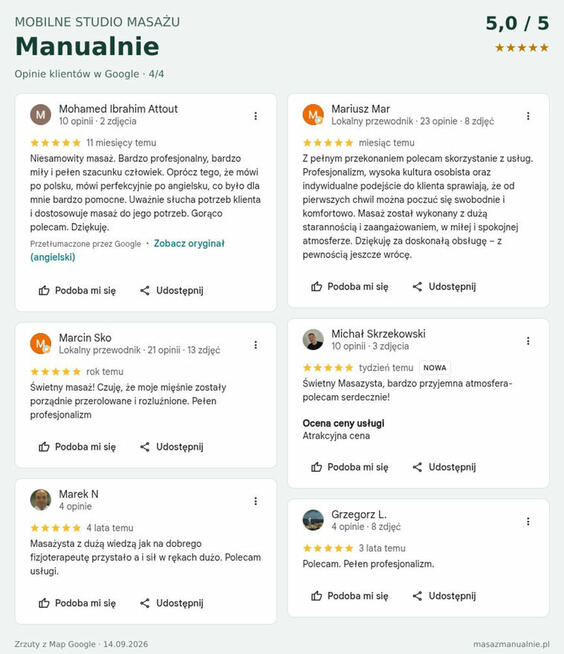 Masaż z dojazdem/stacjonarnie. Mobilny masażysta