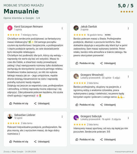 Masaż z dojazdem/stacjonarnie. Mobilny masażysta