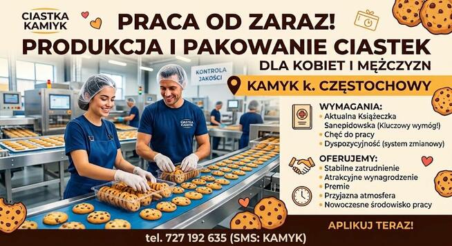 PRACA NA PRODUKCJI CIASTEK DLA M/K OD ZARAZ