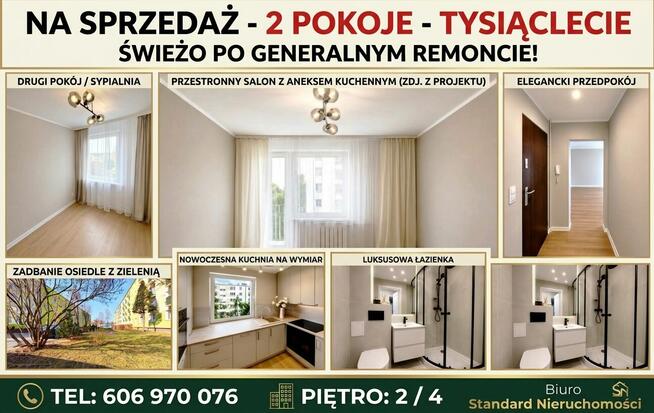 Dwupokojowe po remoncie 2 piętro w dzielnicy Tysiąclecie