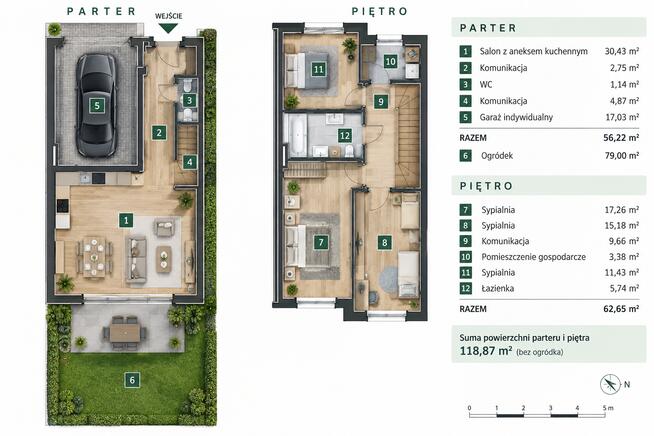 Bliźniak 119 m² | garaż | ogród 79 m² | Rumia