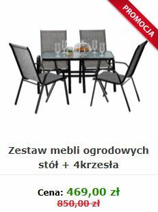 Wyprzedaż ogrodowa Zestaw mebli ogrodowych stół + 4krzesła
