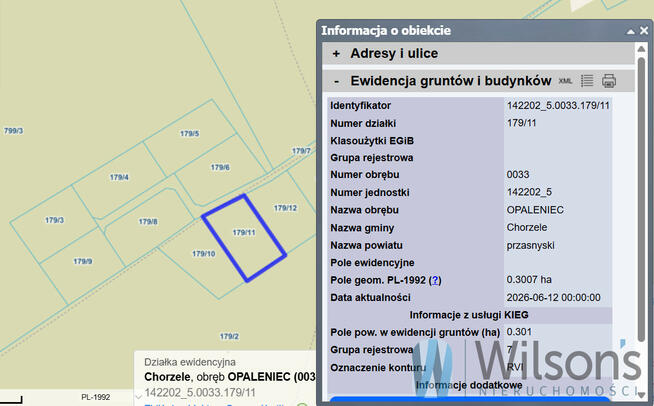 Działka rolna Opaleniec gm. Chorzele,