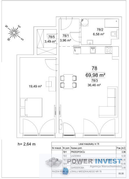 Duży metraż 69,98 m² | 2 pokoje | odbiór od zaraz