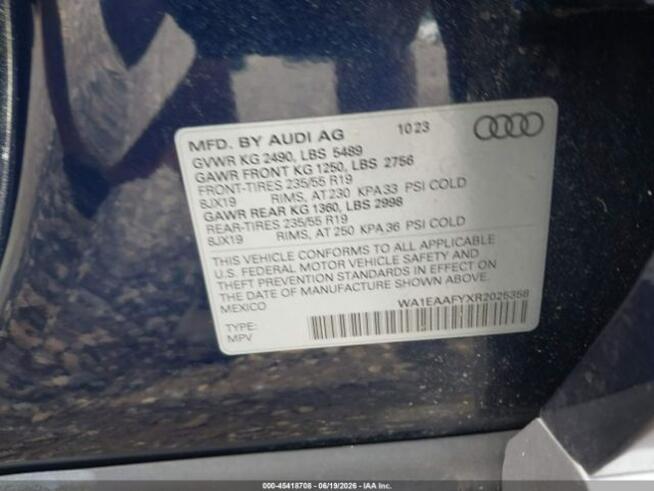 2024 AUDI Q5 PREMIUM PLUS 45 TFSI S LINE