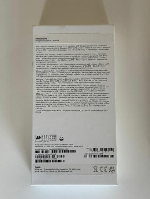 Syndyk sprzeda - telefon komórkowy iPhone 15 Pro 256 GB