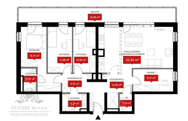 Apartament 108.13m2, 5 pokojowe z balkonem 23,82m2/Reymonta, Wrocław